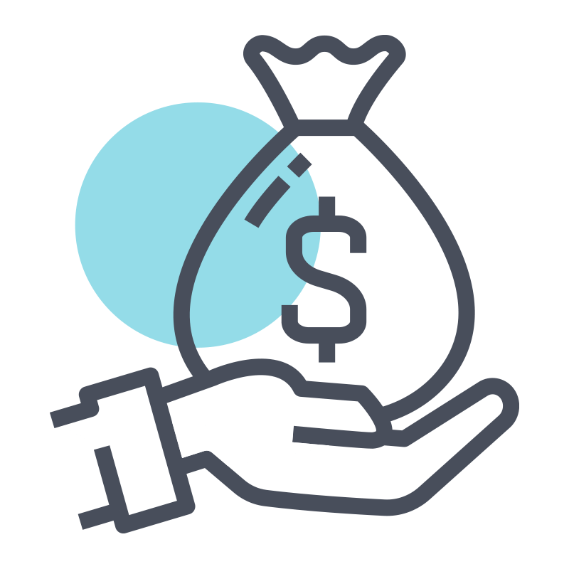 icon of hand holding bag of money